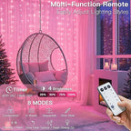 suddus Curtain Lights for Bedroom, 300 Led 9.8ft x 9.8ft Hanging String Lights Outdoor, Fairy Curtain Lights for Backdrop, Window, Wall, Wedding, Party,Birthday Decoration,Pink