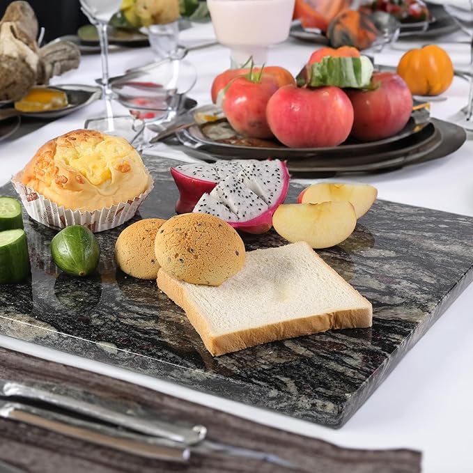 Koville Brazilian Natural Marble Cutting Board for Kitchen, 16x12inch Large Hand Crafted Marble Slab for Cheese, Charcuterie, Pastry Board - Wedding Gift, House Warming Gift