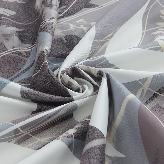 Shower Curtain 72x72 Inch, Polyester Fabric | Waterproof Botanical Design with Cream & Taupe-Grey Leaves