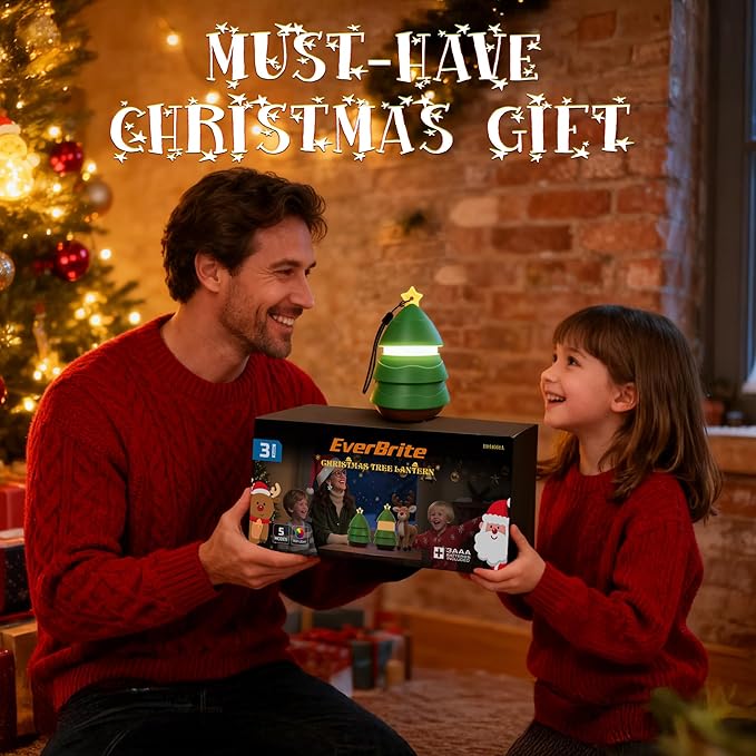 Christmas Gift EverBrite Christmas Tree Lantern 3 Pack, 5 Light Modes Holiday Decoration Presents for Women and Men, AAA Batteries Contained Stocking Stuffers, Christmas Lights Indoor & Outdoor
