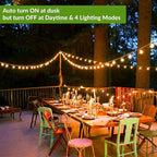 200FT(2 x100FT) G40 Solar String Lights, Globe Outdoor String Lights with 104 E12 Waterproof LED Bulbs, 2700K Shatterproof Patio Lights, Solar Powered Hanging Lights for Christmas Patio Backyard Porch