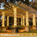 132FT 400 LED Christmas Lights Outdoor, 8 Modes Clear Wire Christmas String Lights Indoor, Plug in Twinkle Fairy Light for Bedroom Wedding Tree Party Decorations, Warm White