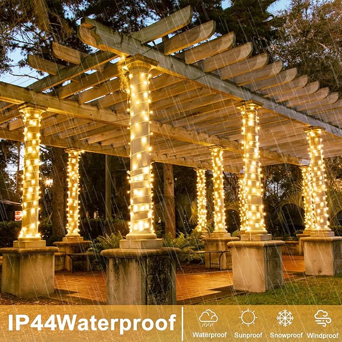 800 LED Christmas Lights Outdoor, Warm White Christmas Lights Indoor 8 Modes 262FT Clear Wire, Plug in Twinkle Fairy String Light for Outside Bedroom Wedding Xmas Tree Party Decorations