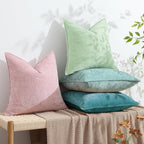 decorUhome Couch Throw Pillow Covers 16x16 Set of 2, Decorative Soft Euro Neutral Chenille Pillow Covers with Elegant Design for Sofa Bed Living Room Home Decor, Teal