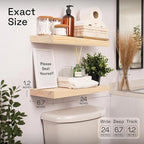 BAOBAB WORKSHOP Wood Floating Shelves for Bathroom Wall - Rustic Shelf 24 inch - Floating Wooden Shelves for Bedroom Kitchen Living Room - Natural Wood Shelves - DIY, 24 x 6.7 Inch, Set of 2