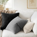 MIULEE Pack of 2 Decorative Throw Pillow Covers Soft Chenille Throw Pillows Solid Textured Cushion Covers for Couch Sofa Bedroom Living Room 18x18 Inch, Light Grey