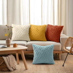 decorUhome Pack of 4 Faux Fur Throw Pillow Covers 18x18, Soft Decorative Couch Pillow Covers with Velvet Back for Modern Sofa Living Room, Yellow/Rust