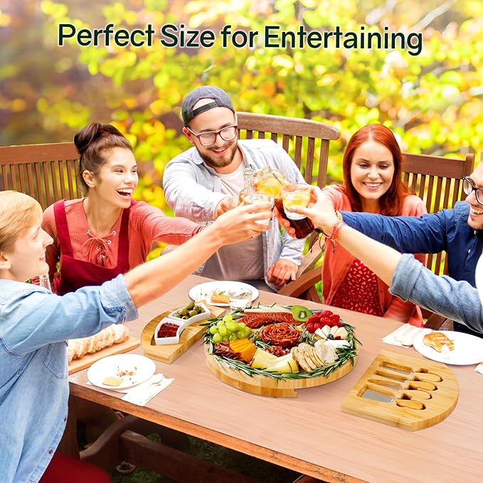 Charcuterie Boards, Thereye Cheese Board with Knife Set, Bamboo Charcuterie Board Set-𝐓𝐡𝐚𝐧𝐤𝐬𝐠𝐢𝐯𝐢𝐧𝐠 𝐆𝐢𝐟𝐭, 𝐂𝐡𝐫𝐢𝐬𝐭𝐦𝐚𝐬 𝐆𝐢𝐟𝐭, Housewarming Gift, Wedding Gift