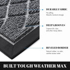 Yimobra Large Door Mat 36x24, All-Season Waterproof Doormat Outdoor Entrance, Heavy Duty Non-Slip Outside Door Mat for Garage Patio Proch Entryway Indoor, Easy Clean, Black Gray