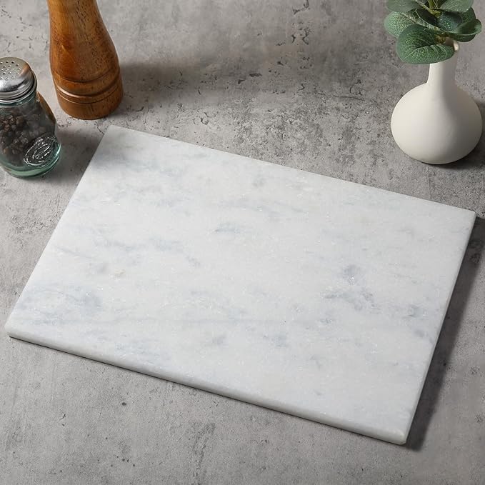 Koville African Natural Marble Cutting Board for Kitchen Pastry Bread, 12" x 8" Genuine Marble Cheese Board Stone Tray for Counter, Bathroom Perfume Tray Jewelry Candle Plate (Namib Fantasy)