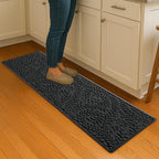 WaterHog Indoor/Outdoor Door Mat, 2' x 5', Made in USA, Durable & Skid-Resistant Front Door Rug, Decorative, Water-Trapping & Heavy-Duty Entryway Floor Mat for Your Home, Boxwood Collection, Charcoal