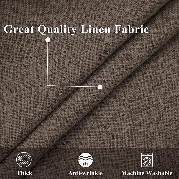 decorUhome Decorative Outdoor Throw Pillow Covers 24x24 Set of 2, Square Linen Farmhouse Euro Pillow Covers with Stitched Edge, Rustic Neutral Pillow Covers for Couch, Sofa, Living Room, Chocolate