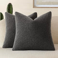 Foindtower Pack of 2, Curly Faux Fur Decorative Throw Pillow Covers Soft Neutral Plush Cushion Case with Zipper Cozy Pillowcase for Home Living Room Couch Bed Sofa 20 x 20 Inch,Dark Gray
