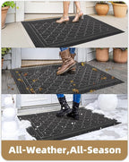 Color&Geometry Front Door Mat Outside Entrance, Heavy Duty Non Slip Low Profile Doormat for Entryway, Trap Dirt and Moisture Welcome Mats All-Weather, Easy Clean, Patio, Garage, 24"x48" Grey
