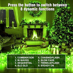 Nisocy 66FT 200 LED Green String Lights with Green Wire, Waterproof Christmas Tree Fairy Lights with 8 Modes, Indoor Outdoor Seasonal Decorative Lighting for Holiday, Party, Garden