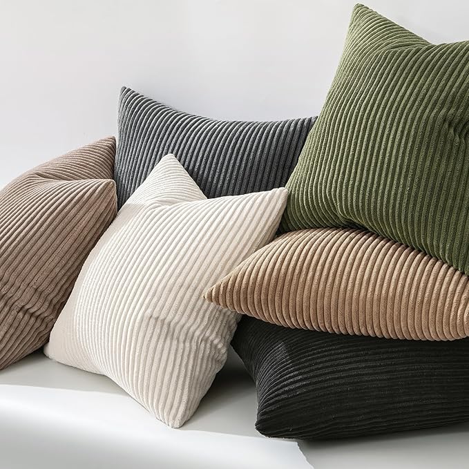 MIULEE Pack of 2 Pillow Covers Soft Soild Decorative Square Throw Pillow Covers Set Cushion Cases Pillowcases for Sofa Bedroom Car 24 x 24 Inch 60 x 60 Cm Olive Green
