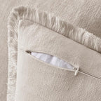 EMEMA Linen Fringe Throw Pillow Covers Set of 2 Boho Farmhouse Accent Decorative Pillowcase with Tassels for Couch Sofa Bed Living Room Home Decor 22x22 Inch,Natural Beige