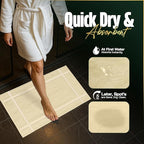 Pearl Linens Pack of 2 100% Cotton Bath Mat 20x30 inches, Soft & Absorbent Quick Dry Bathroom Mat Set, Not Bathroom Rugs, After Shower Mat, Bath Tub Mat, 687 GSM, Machine Washable, Beige