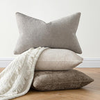 MIULEE Pack of 2 Lumbar Couch Throw Pillow Covers 20x12 Inch Light Gray Modern Boho Accent Decorative Pillow Covers Soft Chenille Farmhouse Cushion Covers for Home Decor Bed Sofa Living Room