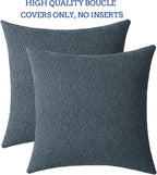 Jeneoo Grey Blue Decorative Square Thick Accent Throw Pillow Covers Fine Textured Boucle Couch Cushion Case for Home Livingroom Sofa Decor, Set of 2, 18 x 18 Inch