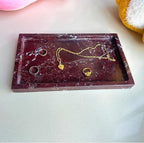Natural Red Marble Vanity Tray, 9.8"x5.9" Genuine Marble Tray for Bathroom/Kitchen/Dresser (Rosso Levanto)