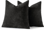 MIULEE Pack of 2 Decorative Throw Pillow Covers Soft Chenille Throw Pillows Solid Textured Euro Cushion Covers for Couch Sofa Bedroom Living Room 22x22 Inch, Black