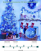 LED Christmas Mini String Lights, 14 Feet 50LEDs F5 Blue White Mini Lights, Connectable Christmas Tree Lights for Wreath Garland Holiday Party Wedding Outdoor Indoor Christmas Decoration, Green Wire
