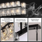 Crystal Black Rectangular Chandelier Light Fixture,54 in Dining Room Chandeliers Over Table,Modern Chandeliers For Living Room,Arcachon Chandelier,Kitchen Island Chandeliers Includes 60xG4 Bulbs