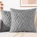 decorUhome Couch Throw Pillow Covers 22x22 Set of 2, Decorative Soft Plush Faux Wool Neutral Accent Pillow Covers for Bed Sofa Living Room, Grey