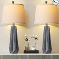 WIHTU 3 Color Temperature Table Lamps Set of 2, 27'' Grey Modern Table Lamp for Living Room, Beside Lamp with Linen Shade, Resin Desk Lamp for Nightstands Bedroom Decor (2 Bulbs Included)