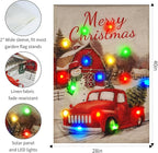 Lights Garden Flag,Double Sided Christmas LED Outdoor Christmas Yard Flag for Winter Outdoor Decoration (Multi_car, 28 * 40)