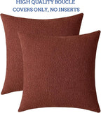 Jeneoo Rust Decorative Square Thick Throw Pillow Covers Fine Textured Boucle Terracotta Couch Cushion Cases for Livingroom Sofa Decor, Set of 2, 18 x 18 Inch