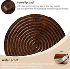 Round Decorative Tray Farmhouse Bathroom Decor Wood Riser Kitchen Countertop Organizer for Perfume, Candle, Plant, 10 inch Walnut