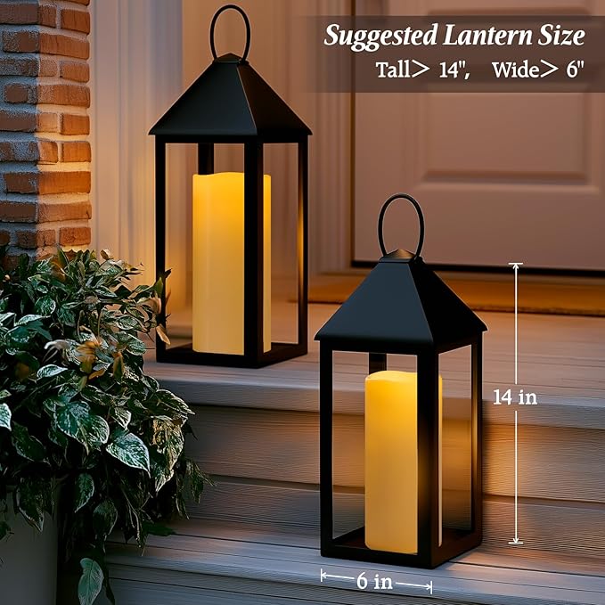 4" x 12" Ivory Large Waterproof Outdoor Flameless Candles Battery Operated LED Flickering Pillar Candles with Remote and Timer for Indoor Outdoor Lanterns, Long Lasting, Set of 2