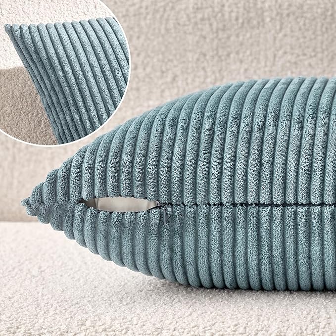MIULEE Pack of 2 Corduroy Soft Soild Decorative Square Throw Pillow Covers Cushion Cases Pillowcases for Sofa Bedroom Car 18 x 18 Inch 45 x 45 Cm Smoky Blue