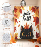 MAMUSE Fall Shower Curtain for Bathroom Stall Cute Decorative Waterproof Unique Design TeenWomen Cortinas de Baño Bathtub 72 x72 Inch, Cat Leaves