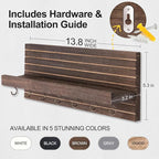 Key Holder Wall Mount, Entryway Mail Organizer with Shelf, Decorative Key Hanger with 7 Hooks Holds Leashes and Glasses, Includes Mounting Hardware (13.8” x 5.3” x 3.2”)