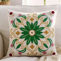 Embroidered Throw Pillow Cover 20x20 Classic Boho Floral Pattern Pillows Cover Outdoor Decorative Pillowcase,Durable Cozy Textured Cushion Case for Sofa Couch Bed Living Room,Green Yellow