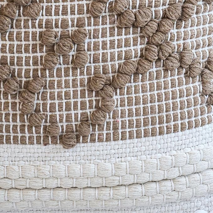 Boho Brown Decorative Pillow Cover with Cording and Tassels Handmade Accent Woven Textured Square Throw Pillow Case for Couch Sofa Farmhouse Living Room Home Decor 18"x18"
