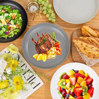 supernal 10" Wheat Straw Dinner Plates Reusable&Durable Plastic Plates,Dishwasher Safe,16-Pack (4 White, 4 Light Gray, 4 Dark Gray, 4 Black), Versatile Tableware for Home and Outdoor