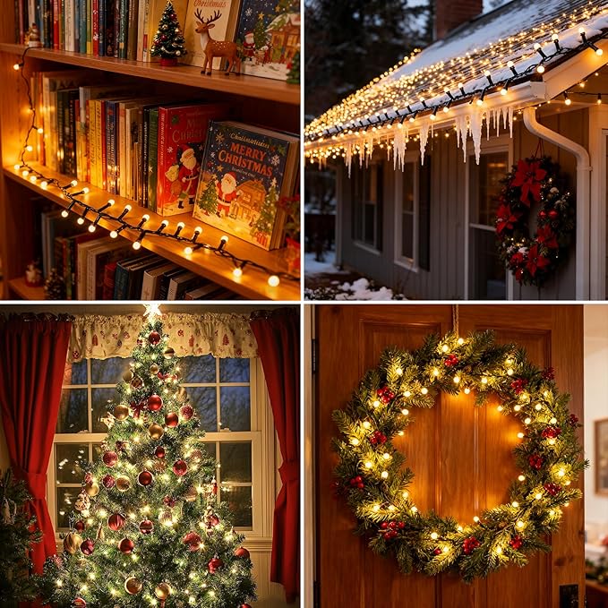 33FT 500LED Mini Globe Lights Plug in,Fairy Lights with Timer and 8 Modes,Christmas Lights for Indoor Outdoor Patio Party Garden Wedding Christmas Tree Decor (Warm White)