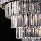 TOCHIC Large Crystal Chandelier for High Ceiling, 40 inch 7-Tier Modern Black Crystal Chandeliers Lighting Fixture, Round Light for Entryway Staircase Foyer Living Dining Room (Black, 40 Inches)