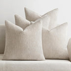 MIULEE Pack of 4 Couch Throw Pillow Covers 16x16 Inch Cream Soft Decorative Chenille Pillow Covers Farmhouse Accent Cushion Covers for Boho Home Decor Sofa Bedroom Living Room