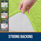 OLANLY Bathroom Rugs 24x16, Extra Soft Absorbent Chenille Bath Rugs, Rubber Backing Quick Dry, Machine Washable Bath Mats for Bathroom Floor, Tub and Shower, Home Decor Accessories, Bright Green