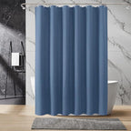 Inhousolu Fabric Shower Curtain Waffle Weave, Moonlight Blue 230 GSM Heavy Duty, Weighted Hem, 14 Metal Hooks, Water Repellent, Machine Washable, Hotel Spa Luxury Bath Curtain Set, 72 x 72 Inch