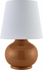 BoutiqueRugs Navarro Boho Ceramic Bedside Table Lamp for Bedroom Nightstand and Living Room - Shade Cotton - White, Brown, Rust - 13" H