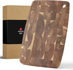 XINZUO Small Acacia Wood End-Grain Kitchen Cutting and Serving Board, for Kitchen, 14" x 9" Reversible Wooden Chopping Board for Meat, Cheese, Fruit & Vegetables,Easy to Clean(Rectangular)