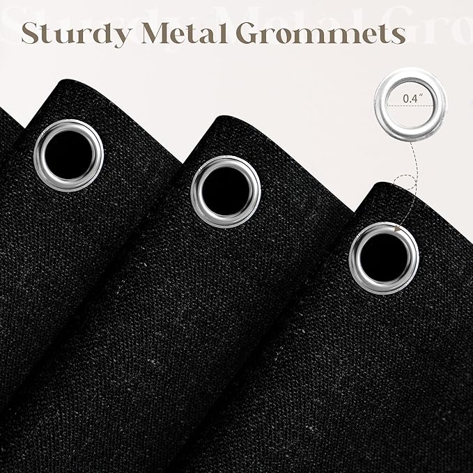Extra Long Black Linen 84 Inch Shower Curtain Neutral Modern Bath Curtain Set 84 Inch Long with Hooks XLong Tall Farmhouse Boho Modern Drapes for Bathroom Black 72x84