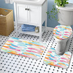 Lnond 4Pcs Abstract Shower Curtain Sets with Rugs, Watercolor Geometric Paint Bathroom Sets with Shower Curtain and Rugs and Accessories