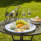 TP 19" Large Serving Tray with Rattan Handle, Melamine Round Serving Platters, Decorative Trays for Kitchen, Parties, Entertaining, Set of 2
